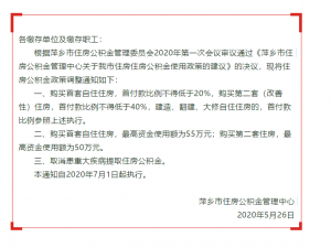 关于调整萍乡市住房公积金政策的通知